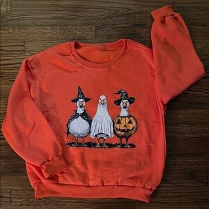 SHEIN Orange Halloween Goose Sweater